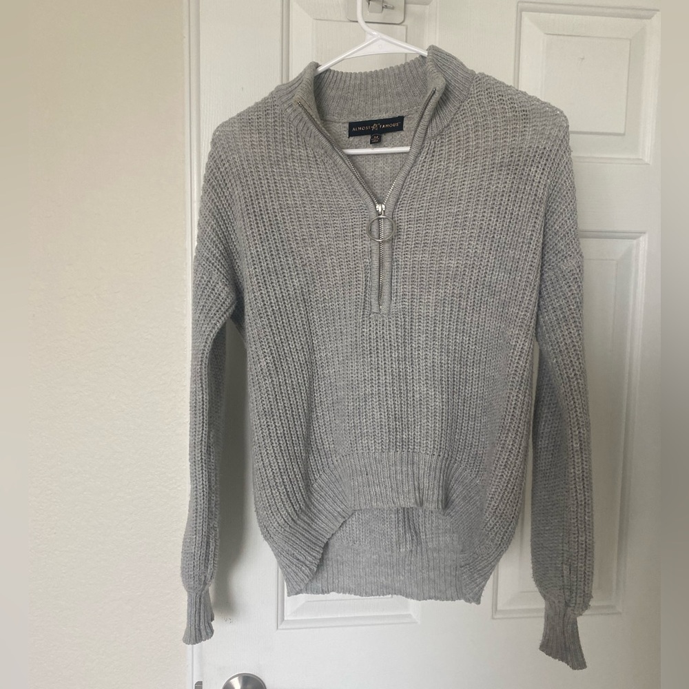 Gray zip up sweater